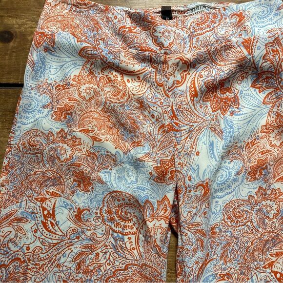 Lord & Taylor Design Lab Orange Blue White Flare Pants Medium Retro - Picture 5 of 14